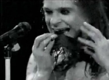 Ozzy Osbourne eating a bat