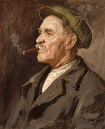 portrait of man smoking cigar