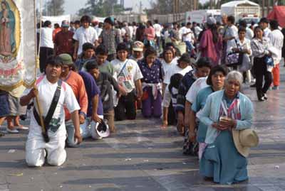 Mexicans on a pilgrimage to the Basilica of Our Lady of Guadalupe