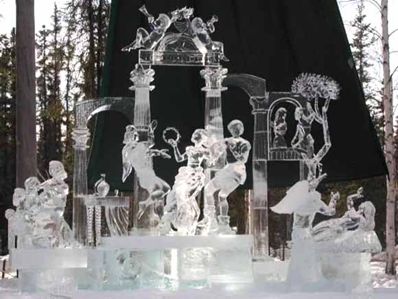 An ornate ice sculpture