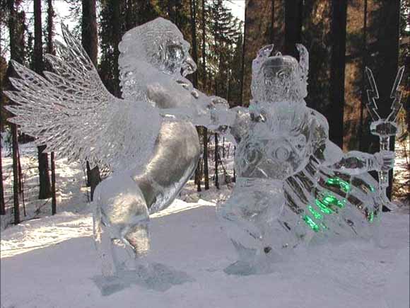mythical ice sculptd from ice