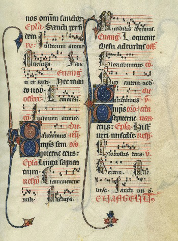 Medieval depiction of music from an octave feast