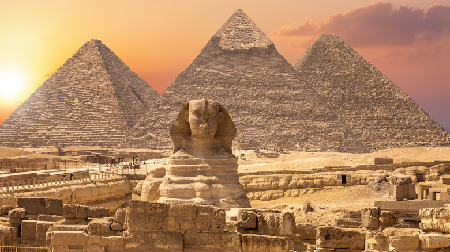 The sphynx and pyramids of Egypt
