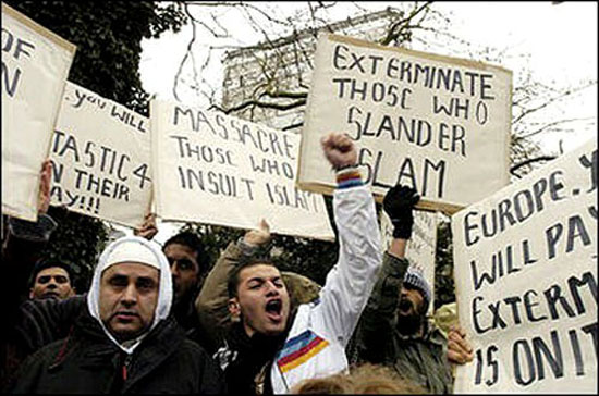 Angry Muslims protesting