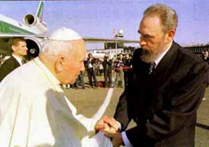 John Paul II greets Castro in Havana