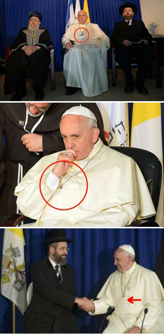 Pope Francis hides his pectoral cross