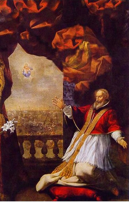 St Pius V seeing Lepanto