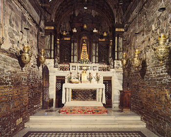 The interior of the Holy House of Nazareth