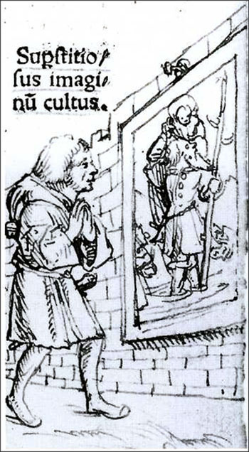 A drawing of Erasmas' praise of folly