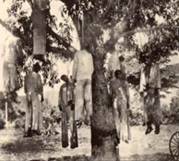Cristero martyrs hanging from tree