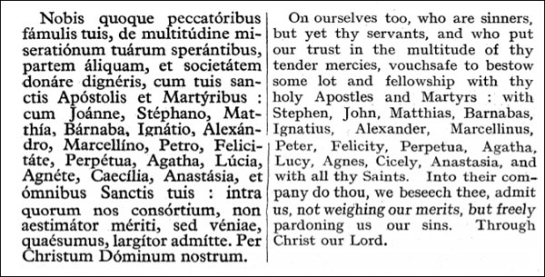 Latin/English nobis quoque peccatoribus