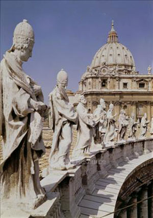 Bernini's Pope Statues on top of St. Peter's Basilica