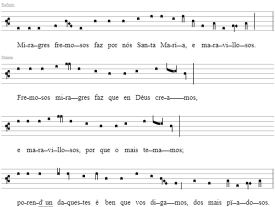 sheet music for Cantiga Santa Maria no. 37