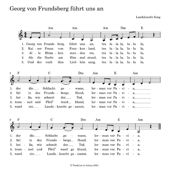 lyrics and music George von Frundsberg