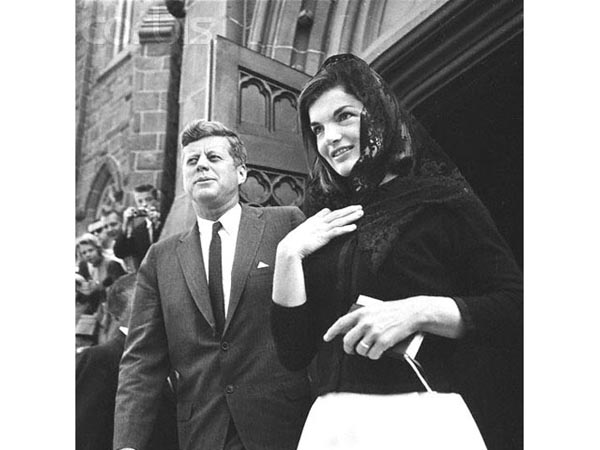 Jacqueline Kennedy wearing a chapel veil