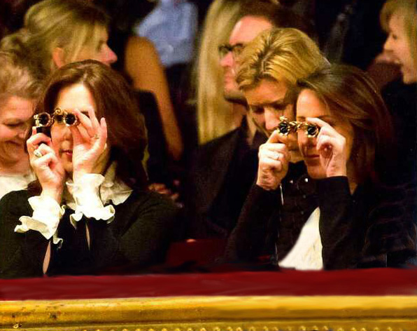 Princess Mary of Denmark and Princess Mary holding opera glasses