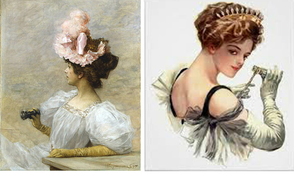 elegant paintings of women with opera glasses