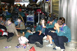 A messy and casual Airport Waiting Room