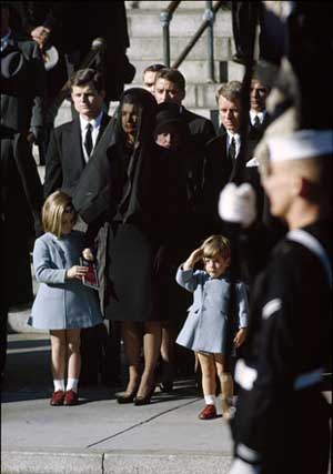 Mrs. kennedy and daughters at the Kennedy Funeral