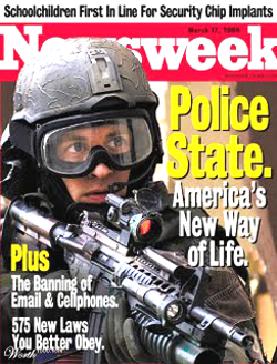 Newsweek magazine depicting the police state of the USA