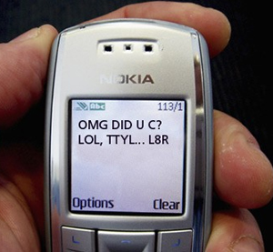 slang and text speech on a cell phone text
