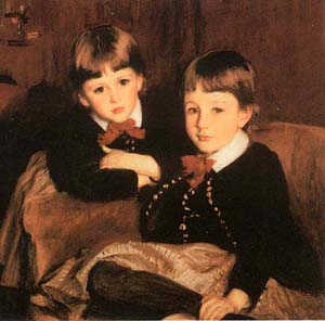 A painting of two well dressed boys