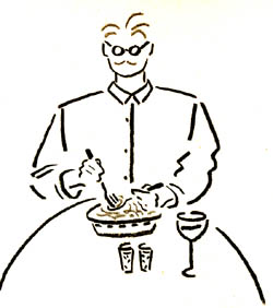 a drawing of a man with good table manners