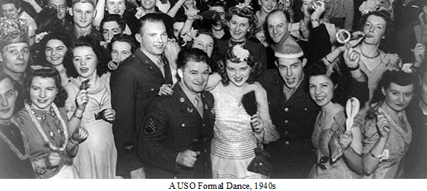 ties at a USO formal dance in the 1940's
