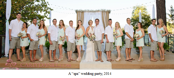 Modern wedding photograph showing casual and vulgar attire without ties