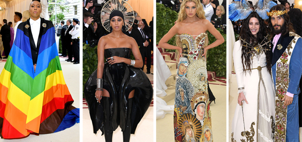 celebrities dressed in scandalous Catholic mocking costumes at the Met Gala