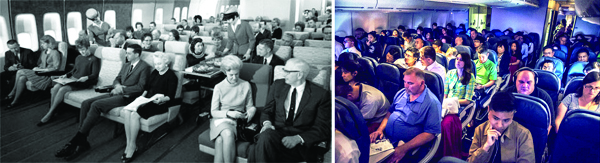 Aboard a flight then and now