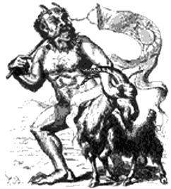 The devil stealing a goat under a banner of modernism