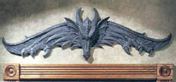 A demonic dragon over a doorway