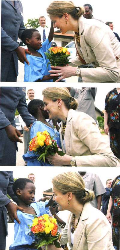 Princess Mathilde visiting AIDS children in Tanzania