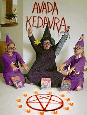 Children trying to perform spells from Harry Potter
