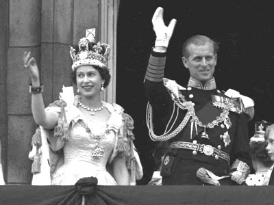 The Queen and the Duke of Edinburgh at the Coronation of Elizabeth II 