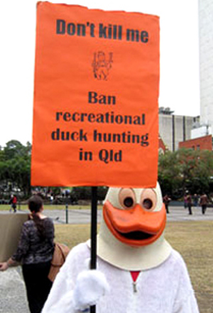 A protestor against duck hunting