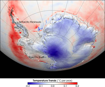 A scan of temperature changes in Antarctica