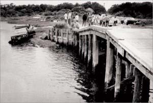 A car dragged from the water by the Chappaquiddick bridge