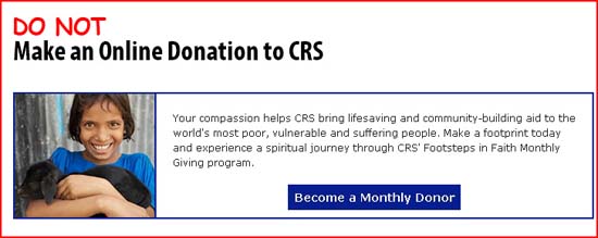 A warning not to donate to CRS