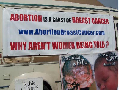 An anti-abortion banner at Avon Walk