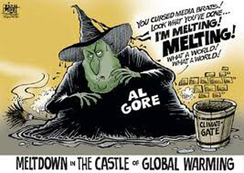 a cartoon depicting Al Gore melting like the Wicked Witch of the West