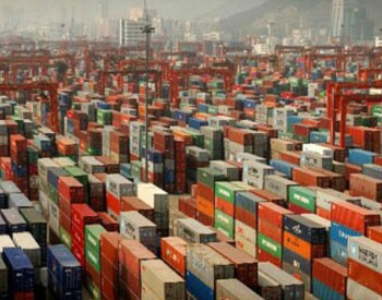 Hundreds of shipping crates in India