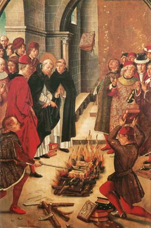 St. Dominic burns heretical books