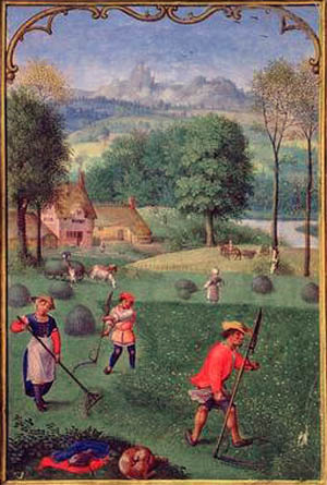 Peasant sowing their fields