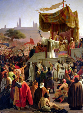A painting depicting St. Bernard preaching crusade
