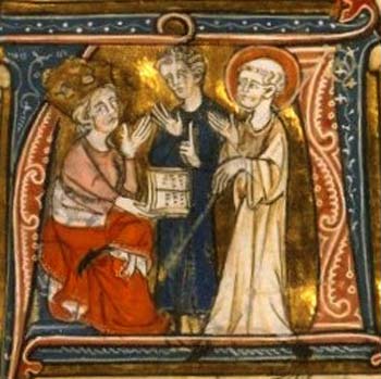 Medieval illumination depicting emperor Conrad refusing to take the cross