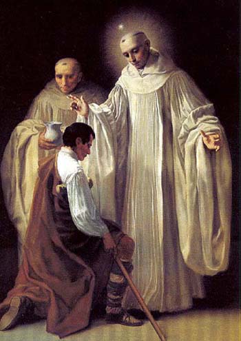 A painting of St. Bernard performing a miracle