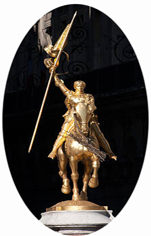 A gold statue of Joan of arc