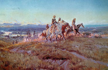 A painting of cowboys on the open range